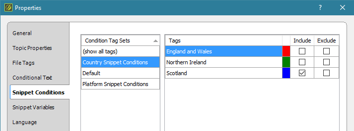 Screenshot showing Include Scotland condition