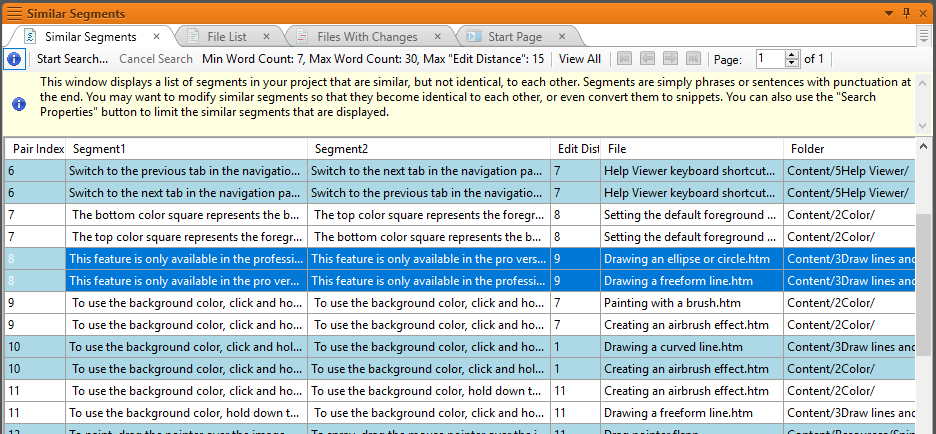 Screenshot showing Similar Segments report
