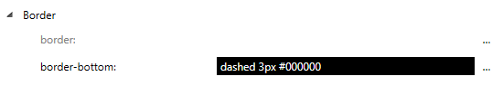 Screenshot showing Border-bottom properties