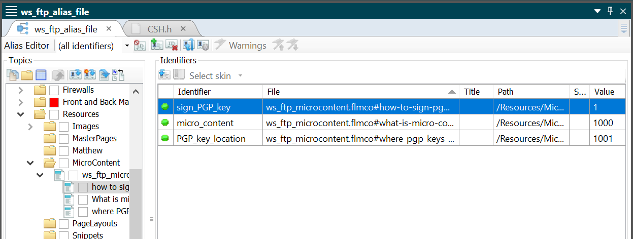 Screenshot showing Flare's new Alias Editor