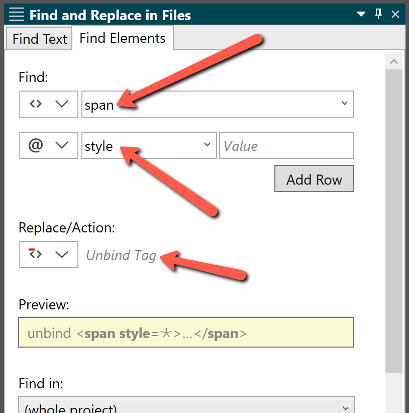 Screenshot showing Remove Spans